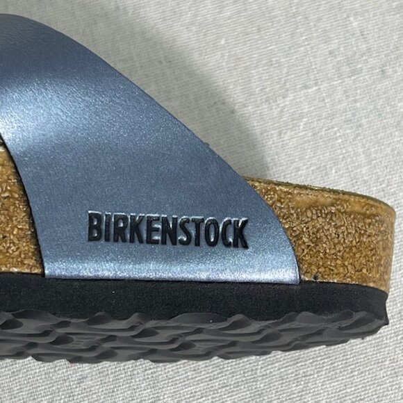 Birkenstock Gizeh Thong Sandal Ice Pearl Onyx Metallic Blue Sz EU 39 US 8 Womens - Picture 7 of 9